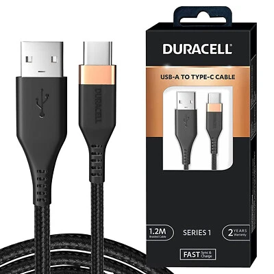DURACELL USB To Type-C 1.2M braided Sync & Fast Charge Cable-Series 1-Free Ship - Image 1 of 4