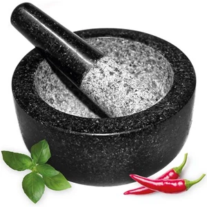 Pestle Mortar Set Large Solid Granite Spice Grinder and Crusher Herbs Spices - Picture 1 of 10