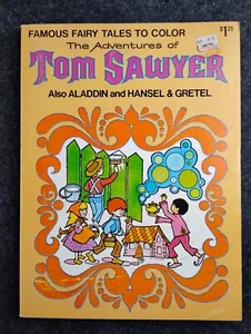 Libro attività da colorare vintage Tom Sawyer Aladdin Hansel Gretel 1978 mai usato - Foto 1 di 10