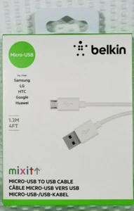 Belkin Mixit Micro USB to USB 4Ft Charging Cable White for Samsung LG HTC Google - Picture 1 of 3