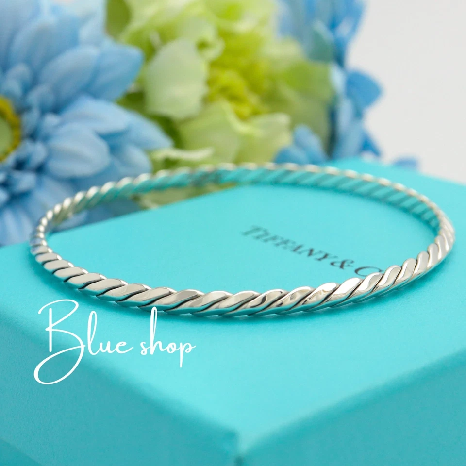 Tiffany & Co. Brazalete Brazalete Borde Cuchillo Torcido 7.6" Plata de Ley 925 Foto 1 de 4