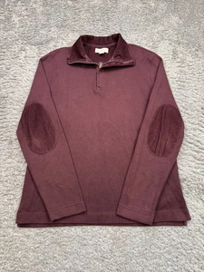 Banana Republic Sweatshirt Men Medium Corduroy Elbow Patch 1/4 Zip Mock Pullover - Picture 1 of 10