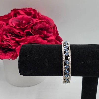 Anne Klein женщин серебристого тона петля браслет синий сапфир Navette 2,5 «X 2,5» - Изображение 1 из 4