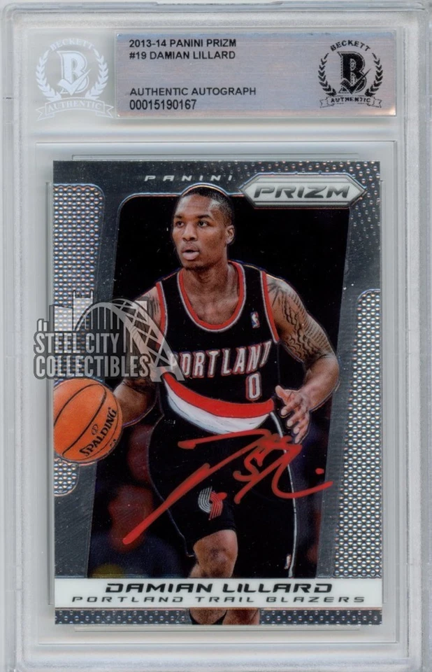 Damian Lillard 2013-14 Panini Prizm Autograph Card #19 BAS (Red) - Image 1 of 1