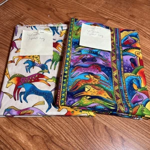Laurel Burch MYTHICAL HORSES Fabric for ClothWorks Purple Vibrant Colors 2 Yds - Picture 1 of 6