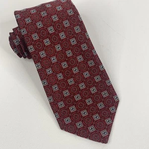 Silk Tie 7 Fold Daniel Cremieux Ltd Edition Signature Collection Red Geometric - Picture 1 of 9