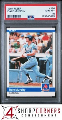 1984 FLEER #186 DALE MURPHY BRAVES PSA 10 - Image 1 of 3