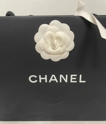 CHANEL Classic Black Small Shopping Gift Tote Bag with 3D Camellia 12x 9.5x 5”  - Image 1 of 4