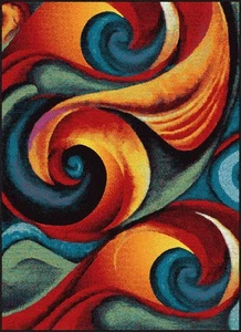2x7 Multi-Color Curves Swirls Curls Abstract Runner SMP1001 - Aprx 2' 7" x 7' 3" - Picture 1 of 3