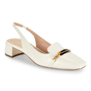 Cole Haan Women's 6.5B Ivory Penley Block Heels Leather Slingback Pumps L17-9 - Picture 1 of 12
