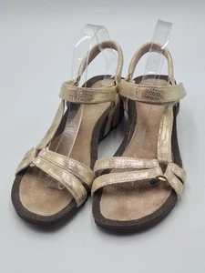 Teva Womens Ventura Metallic Gold Leather Casual Wedge Strappy Sandal Size 10 US - Picture 1 of 8