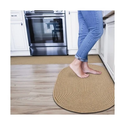 Biscuit Beige Oval Braided Rugs 27"x45" - Indoor Outdoor Washable - Country D... - Image 1 of 4