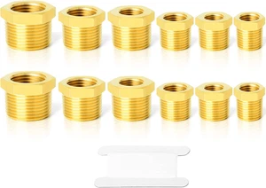 Kit raccordi boccola esagonale in ottone 12 pezzi boccola esagonale 1/4" - 1/8", 3/8" - 1/8", 3/8" - - Foto 1 di 7