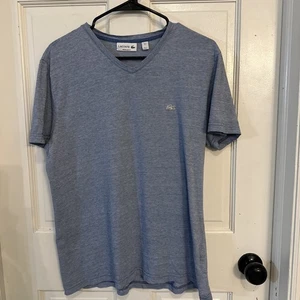 Camiseta para hombre Lacoste cuello en V manga corta algodón pima azul jaspeado talla grande - Imagen 1 de 10