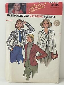 Vintage Butterick Pattern 6115 Marie Osmond Sews Jacket Blazer Uncut Sz 10-12-14