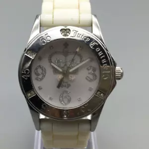 Juicy Couture Watch Women Silver Tone Pave Bling Dial Silicone Band New Battery - Picture 1 of 17
