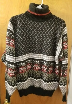 Suéter Argyle Vintage Años 80 Jason Maxwell Cuello Tortuga Para Mujer Talla Grande  Foto 1 de 4