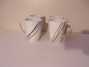 4 Corelle Coordinates " SKETCH" Porcelain  Coffee / Tea Mugs - Picture 1 of 6