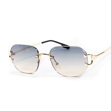 Vintage Rimless Gray And Tan Gradient Tint Gold Frame Hip Hop Fashion Sunglasses