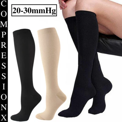 20-30 mmHg Compression Socks Men Women Calf High Medical Anti Fatigue Stockings - Image 1 of 4