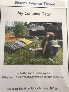 18” DOLL PATTERN : SLEEPING BAG & BACKPACK CAMPING GEAR SISTERS COMMON THREAD - Picture 1 of 6