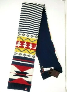 CATIMINI Kid's Blue/Gold/Red/White Fair Isle Scarf Size T1 - 48" L x 6" W - Picture 1 of 5