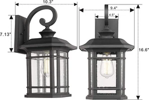 2 Emliviar Outdoor Wall Light for House Exterior Wall Sconce Black Finish - Picture 1 of 7