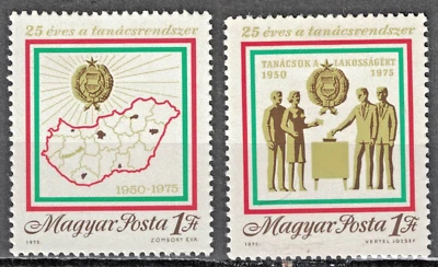 HUNGRÍA: 1975 SC#2373 MH Sistema del Consejo Húngaro, 25 aniversario.   AJ949 Foto 1 de 2