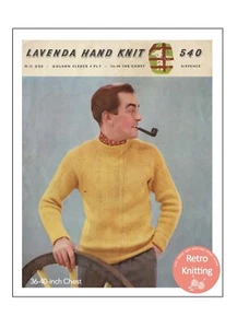 Suéter Raglan para hombre de 1950 en 2 tallas copia patrón de tejido - Imagen 1 de 2
