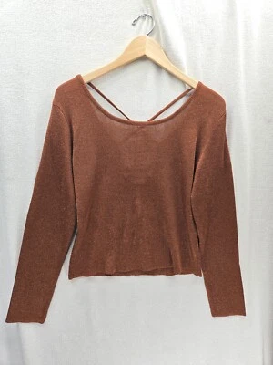 CITI BY YANSI FUGEL Metallic Lace V-neck Back Sweater Fits Size-M - Image 1 of 4