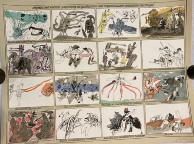 Kurt Moldovan  limitierte Lithographie in Farbe Krieg - Bild 1 von 4