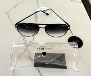QUAY AUSTRALIA High Key Aviator Sunglasses Black Fade w/ Case NWT - Picture 1 of 6