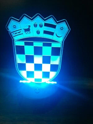 Настольный знак с подсветкой по краям, разноцветный светодиодный, ночник, герб Хорватии - Изображение 1 из 4