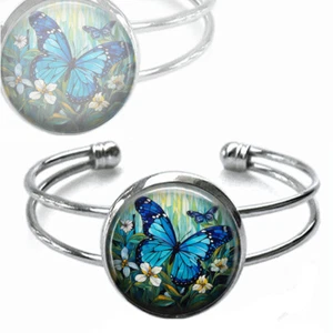 Pulsera Mariposa Plata Imitación Vidrieras Arte Hecho a Mano Joyería Artesanal - Imagen 1 de 3