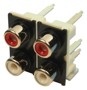 Conector RCA, JACK CUÁDRUPLE, 8,3 MM, ROJO/BLANCO, RCA (Phono) Conector Audio/Video - Imagen 1 de 2