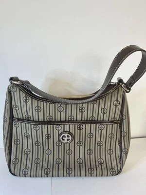 Giani Bernini Signature Bolso de Mano a Rayas Damas Marrón Taupe Bolso de Hombro Cartera Foto 1 de 3