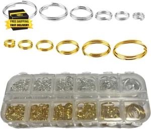 6 Size Gold and Sliver Jump Rings,Double Loops round Split Small and Medium Key - Picture 1 of 8