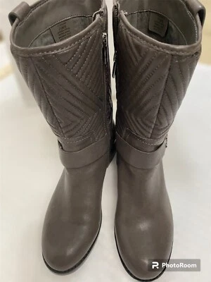 Vince Camuto Mujer Gris Cuero Medio Pantorrilla Cremallera Botas Talla 7.5 Foto 1 de 4