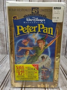 1998 Peter Pan VHS 45th Anniversary Ltd Edition Disney Masterpiece Sealed - Picture 1 of 6