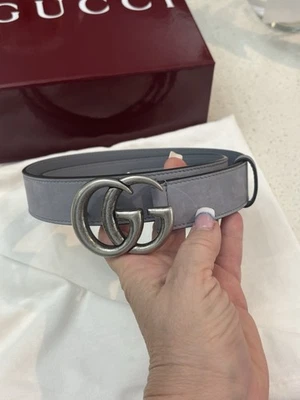 NUEVO Cinturón Gucci Gris Gamuza Talla 95/38 Foto 1 de 4