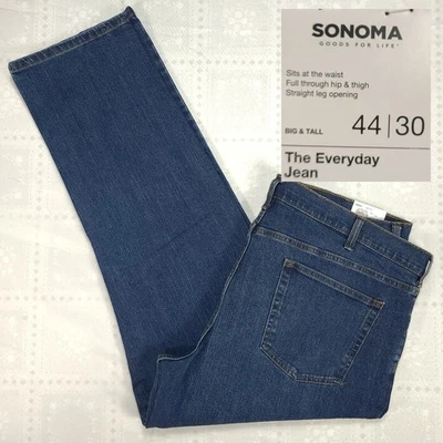 Sonoma Mens Jeans Sz 44x30 Regular Fit Stretch Dark Wash New with Tags NWT #N88 - Image 1 of 4