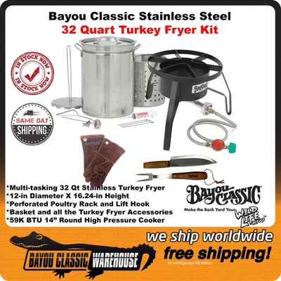 Freidora de pavo de acero inoxidable de 32 cuartos 59 k BTU quemador redondo hasta 18 lb aves Foto 1 de 4