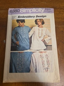 Patrón de costura Simplicity 6380 diseño bordado hombre 38-40 corte medio vintage  - Imagen 1 de 2