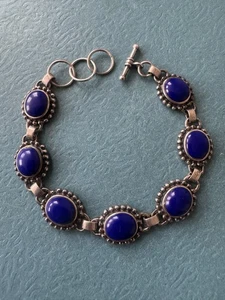 Vintage Native American Navajo .925 Sterling Silver & Lapis Lazuli Bracelet - Picture 1 of 9