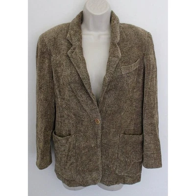 Max Mara Blazer Size 4 Brown Textured Tweed Wool Blend One Button Italy Vintage - Image 1 of 4