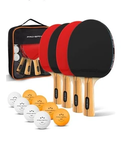 PRO SPIN Table Tennis Bats High Performance Set Ping Pong 4 Bats 8 Balls - Picture 1 of 8