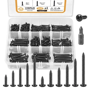 260PCS #6#8 Black Wood Screw Assortment Kit, 304 Stainless Steel Pan Head Sel... - Bild 1 von 7