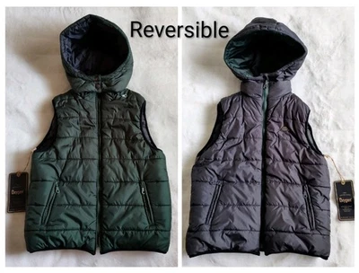 Puffer Vest Reversible Hooded 4-in-1 Boy L 12 Youth 3-Season School Fall Winter - Image 1 of 4