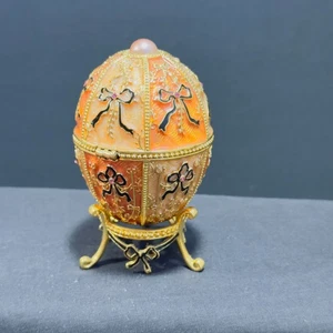 Imperial Treasures Repro. Enamel Rhinestone Egg, Trinket Box, Joan Rivers - Picture 1 of 8