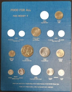 Panel de Dinero FAO 7 TURQUESA 10 monedas Agricultura Alimentaria Naciones Unidas F.A.O. - Imagen 1 de 1